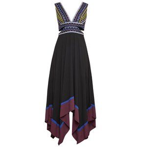 BCBGMAXAZRIA Embroidered Handkerchief Dress Size 6